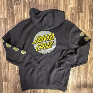 Santa Cruz Skateboards Pullover Hoodie Black Logo Graphic Skate Sweatshirt M